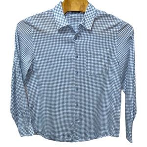 Magaschoni Man NWT Men’s Linen Blend Long Sleeve Button Down Gingham Shirt  Sz L